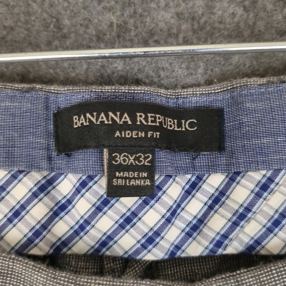 Banana Republic Aiden Fit Mens 36x32 Gray‎ Linen Blend Slim Chino Pants Slacks